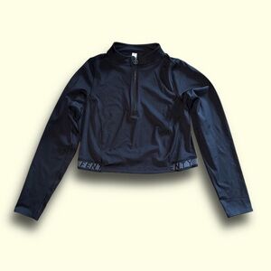 Savage X Fenty Top Womens 3X Black Half Zip Crop Mesh Back Sporty Stretch Active